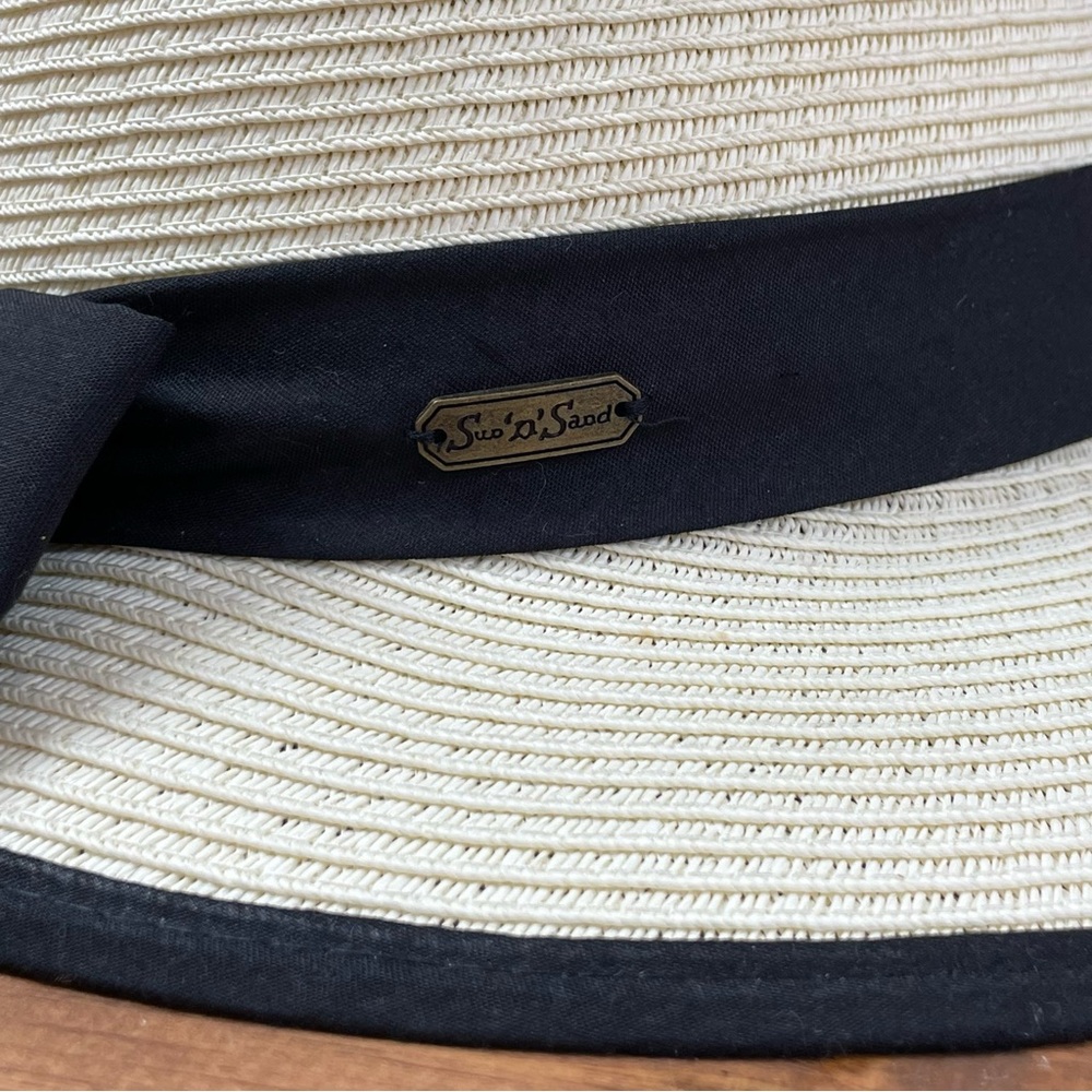 Sun N’ Sand UPF50+ Bow Detail Woven Paper Straw Backless Sun Hat White - Picture 4 of 8